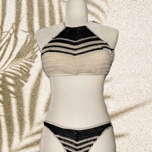 Billabong’s Black and Cream Crochet Bikini Set